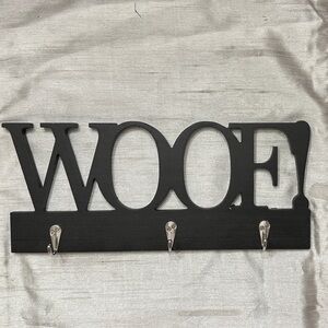 Black 'Woof' Wall Hook Decor